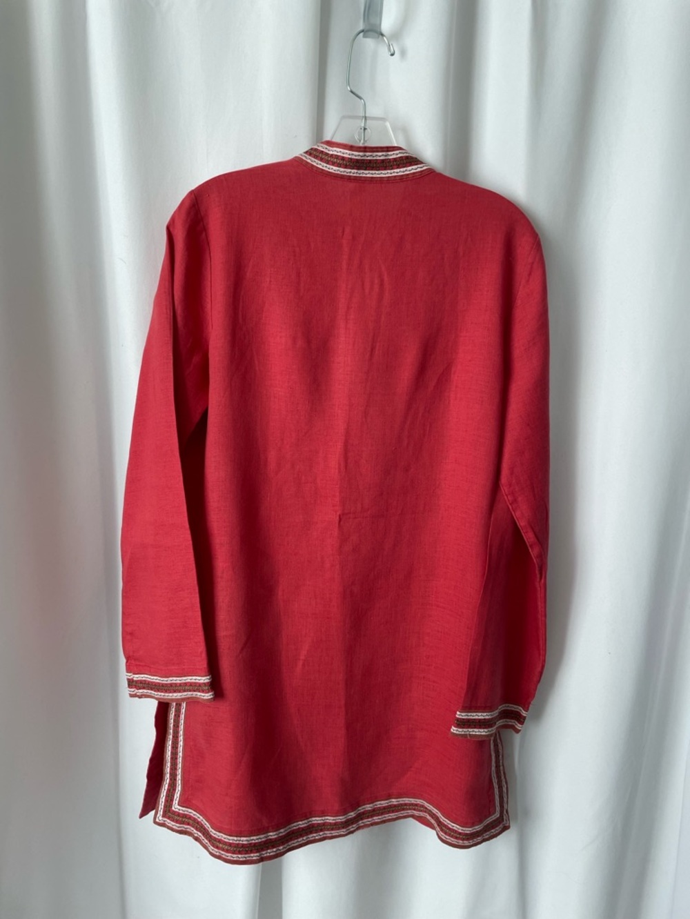 Embroidered Red Linen Tunic - Picture 2 of 9